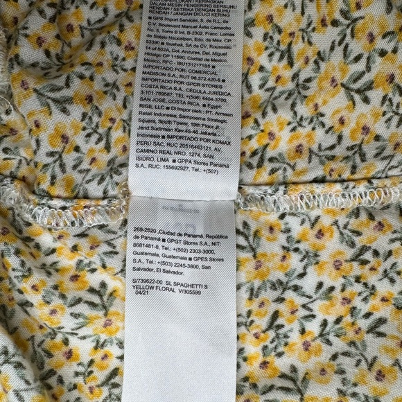 Old Navy Yellow with Green & White Floral Smocked Cami | Peplum Top | M - Picture 5 of 5